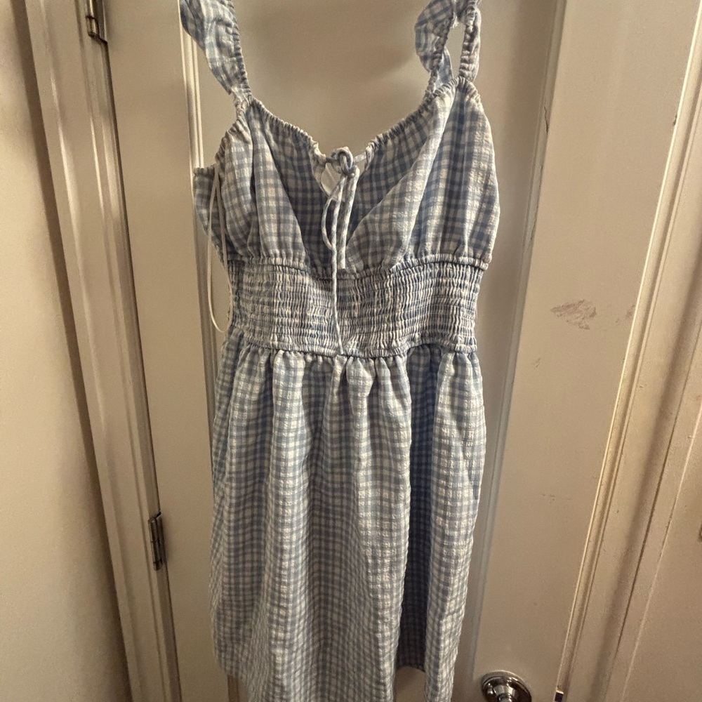 Blue Checkered Mini Dress